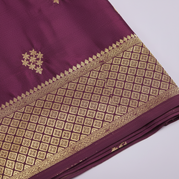 KUBERAN PURPLE GEORGETTE SEMI BANARASI SILK SAREE
