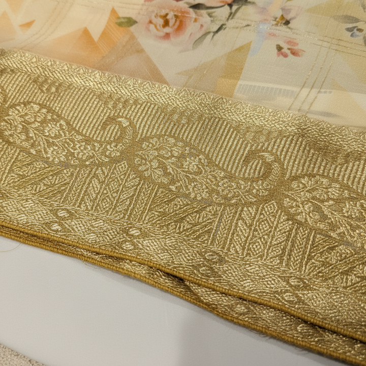 KUBERAN YELLOW CHIFFON PRINTED SAREE