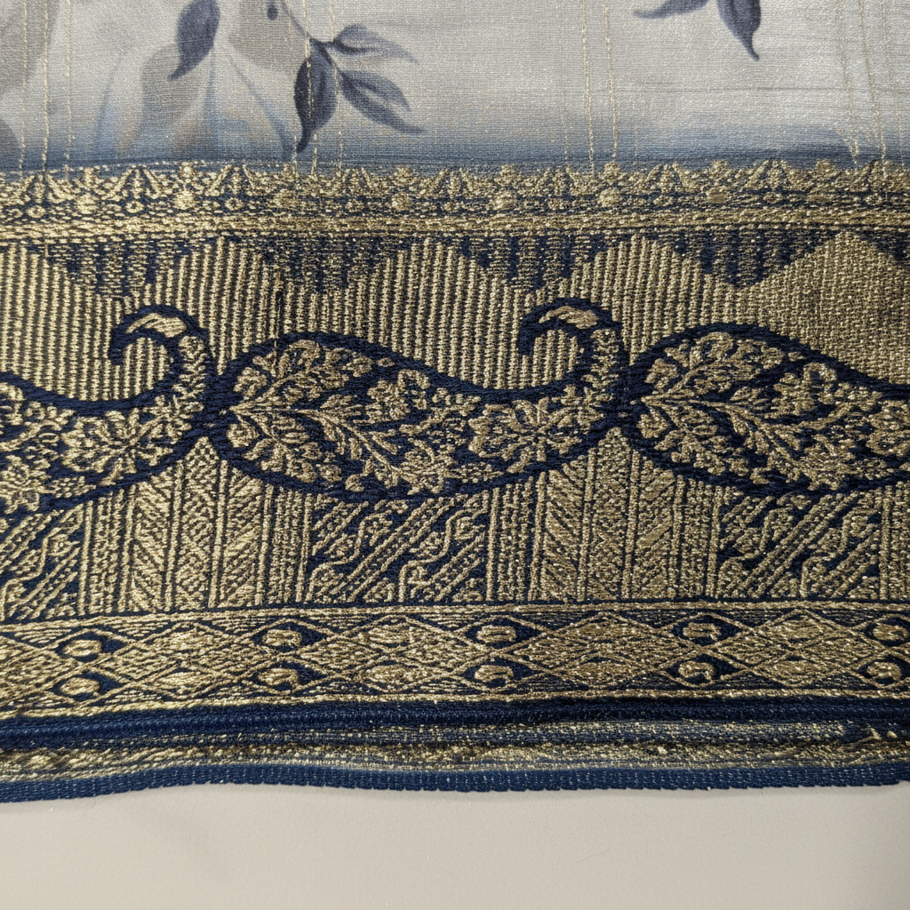 KUBERAN PASTEL GREY CHIFFON PRINTED SAREE
