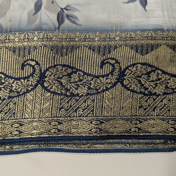 KUBERAN PASTEL GREY CHIFFON PRINTED SAREE