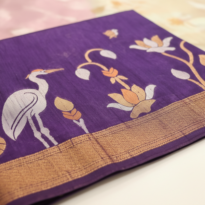 KUBERAN PURPLE RAW SILK SAREE