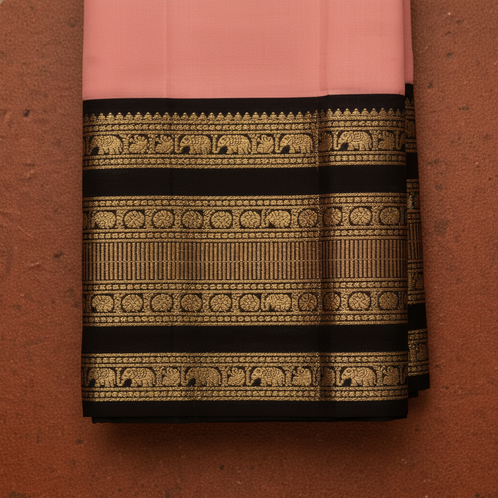Kuberan Baby Pink Kanchipuram Silk Saree