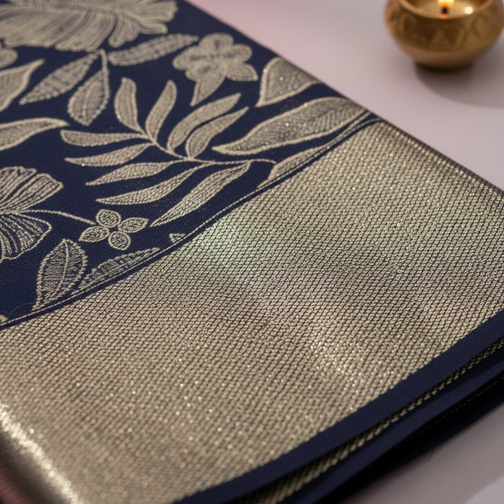 Kuberan Navy Blue Kanchipuram Silk Saree