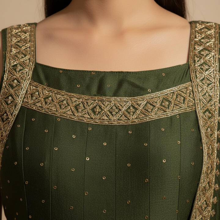 KUBERAN OLIVE GREEN ANARKALI