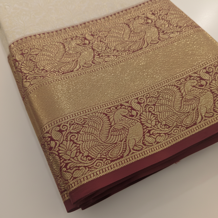 KUBERAN OFF WHITE SEMI SILK SAREE