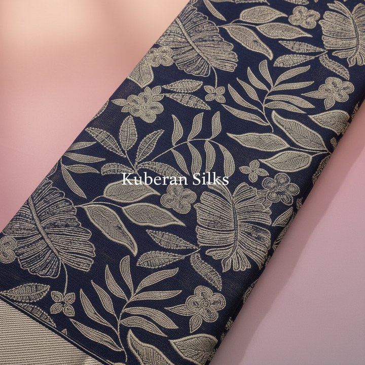 Kuberan Navy Blue Kanchipuram Silk Saree