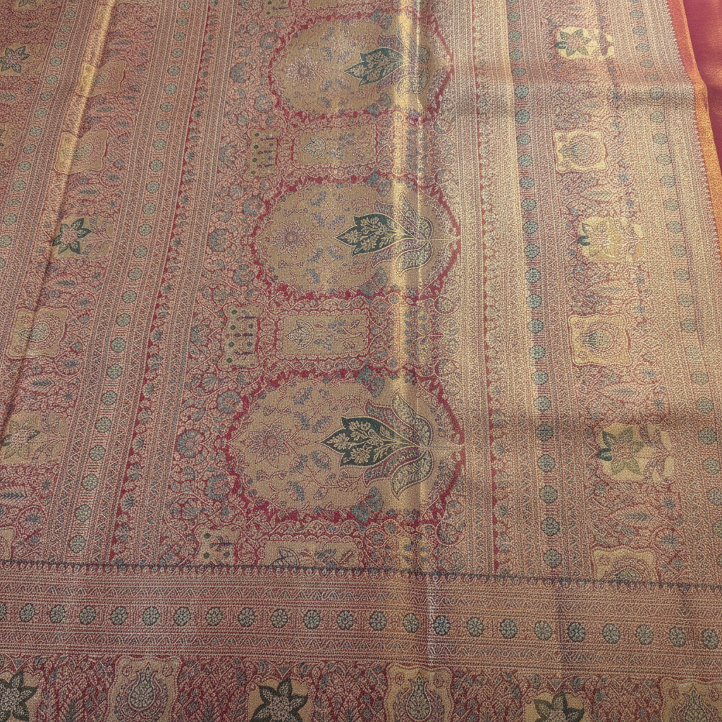 KUBERAN BLUE PINK PURE KANCHIPURAM SILK SAREE