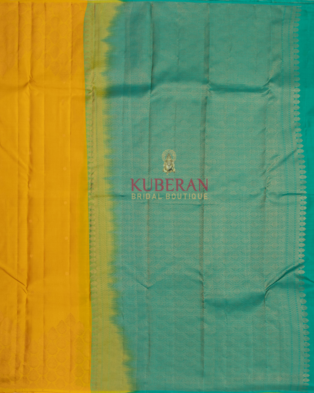 Kuberan Yellow With Sky Blue Kanchivaram Silk Saree