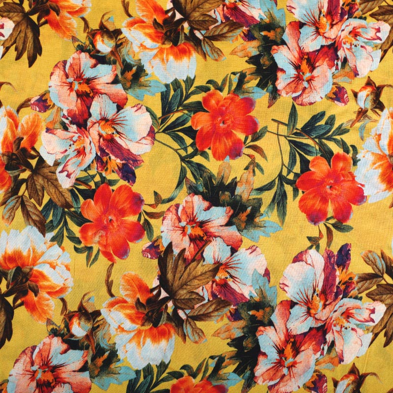 Kuberan Yellow Floral Fabric