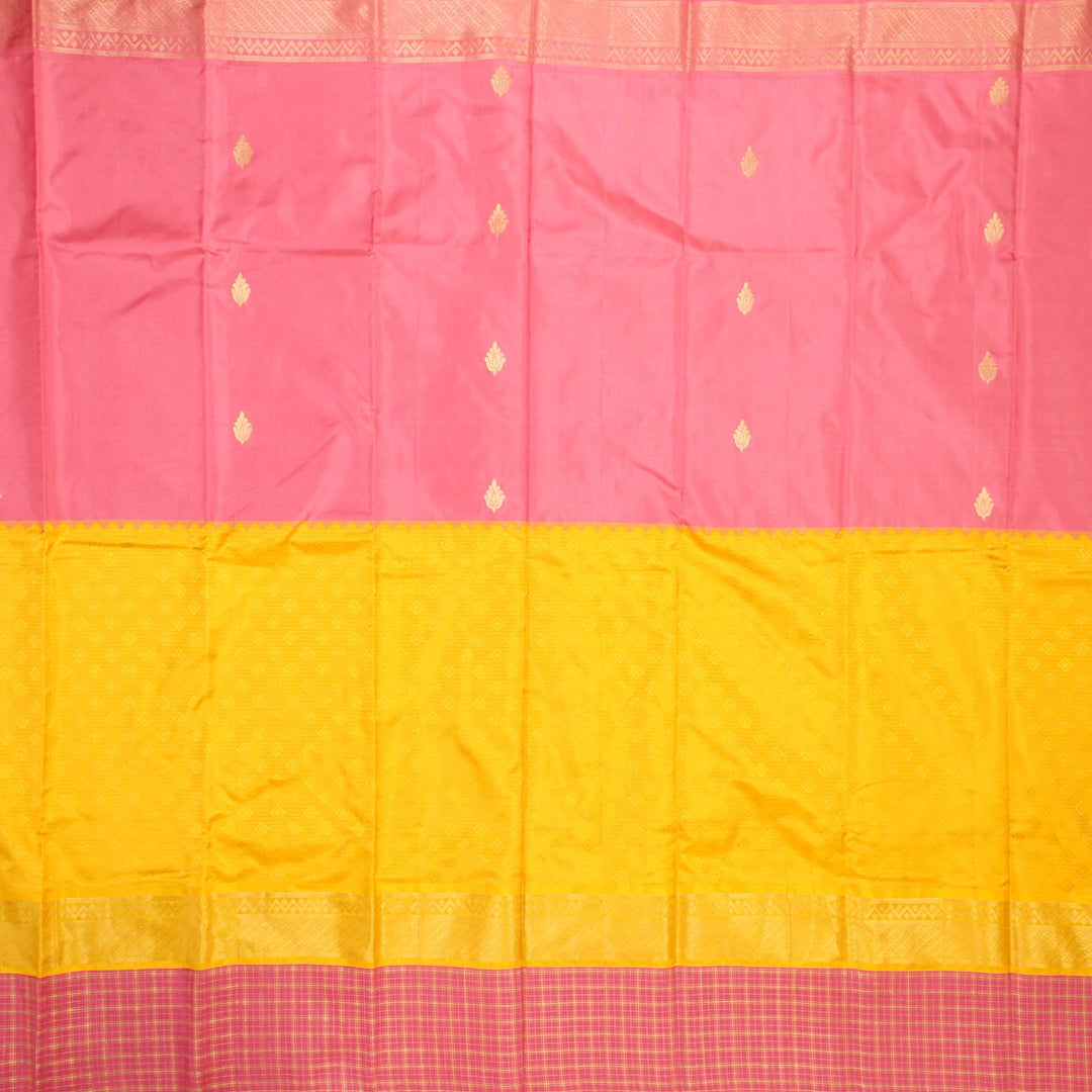 Kuberan Pink Yellow Pure Silk Saree