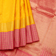 Kuberan Pink Yellow Pure Silk Saree