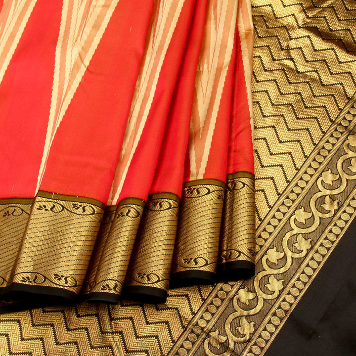 Kuberan White Black Pure Silk Saree