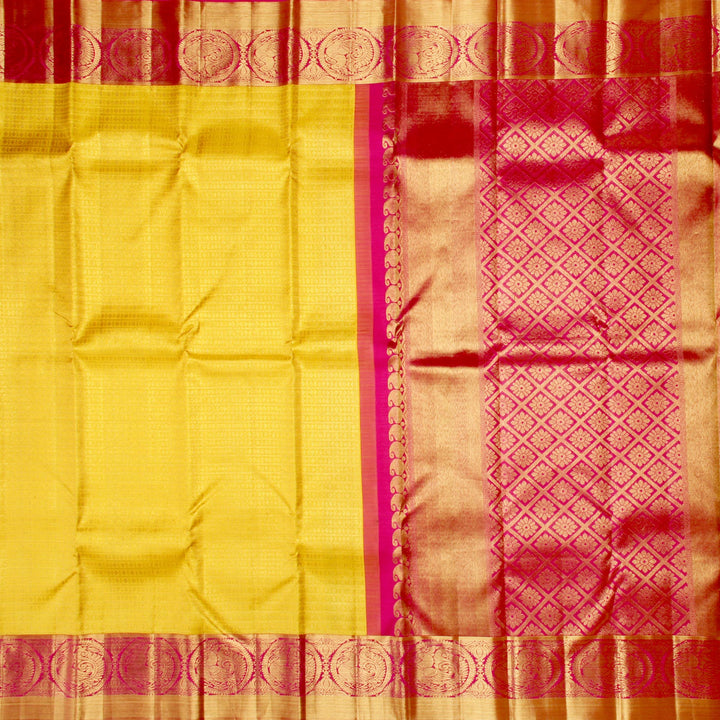 Kuberan Yellow Pink Kanchivaram Silk Saree