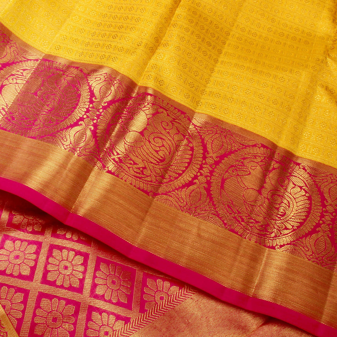 Kuberan Yellow Pink Kanchivaram Silk Saree