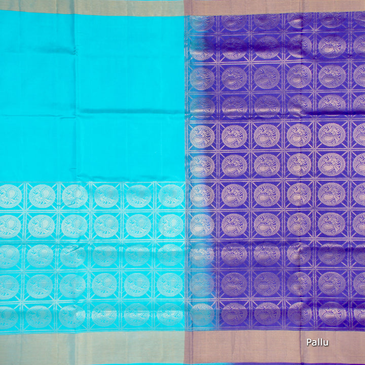 Kuberan Sky Blue Soft Silk Saree