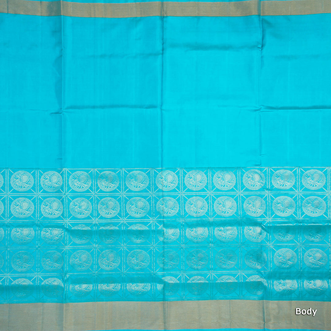 Kuberan Sky Blue Soft Silk Saree