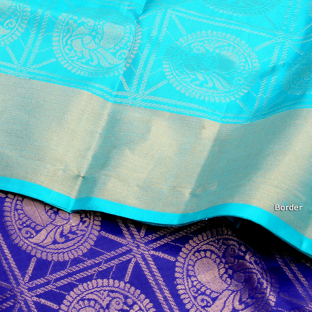 Kuberan Sky Blue Soft Silk Saree