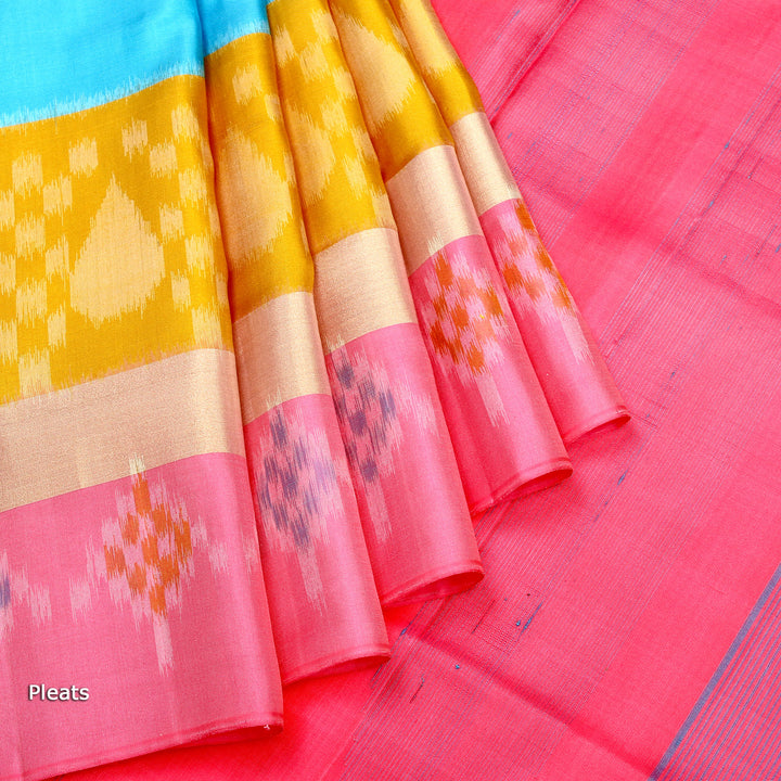 Kuberan Light Blue Yellow Soft Silk Saree