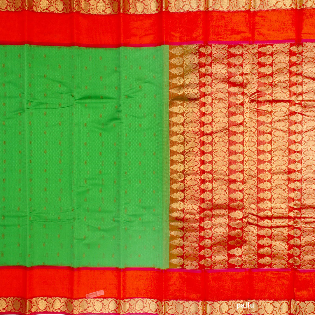 Kuberan Green Orange Cotton Silk Saree