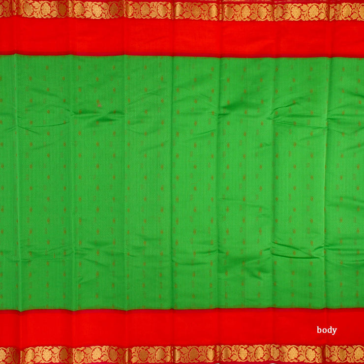 Kuberan Green Orange Cotton Silk Saree