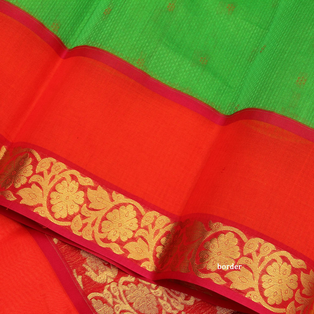 Kuberan Green Orange Cotton Silk Saree