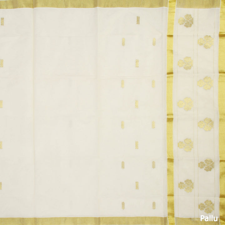 Kuberan White Kerala Kasavu Saree