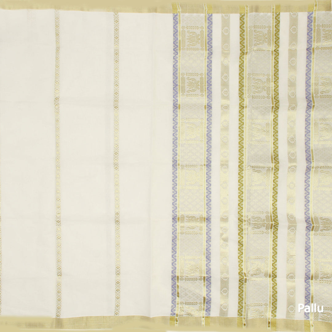 Kuberan White Kerala Kasavu Saree