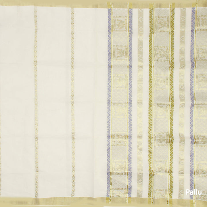 Kuberan White Kerala Kasavu Saree