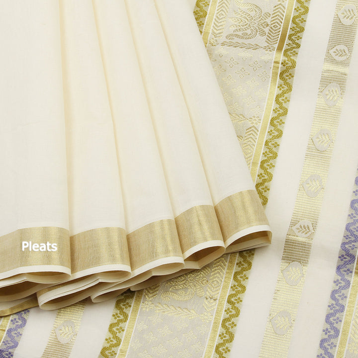 Kuberan White Kerala Kasavu Saree