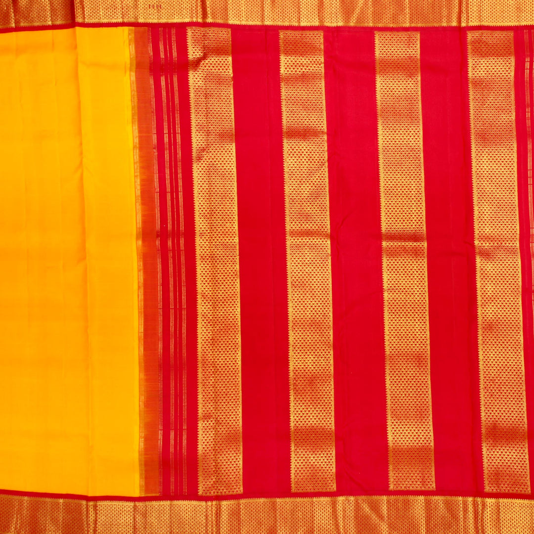 Kuberan Yellow Red 9 Yards Silk Saree