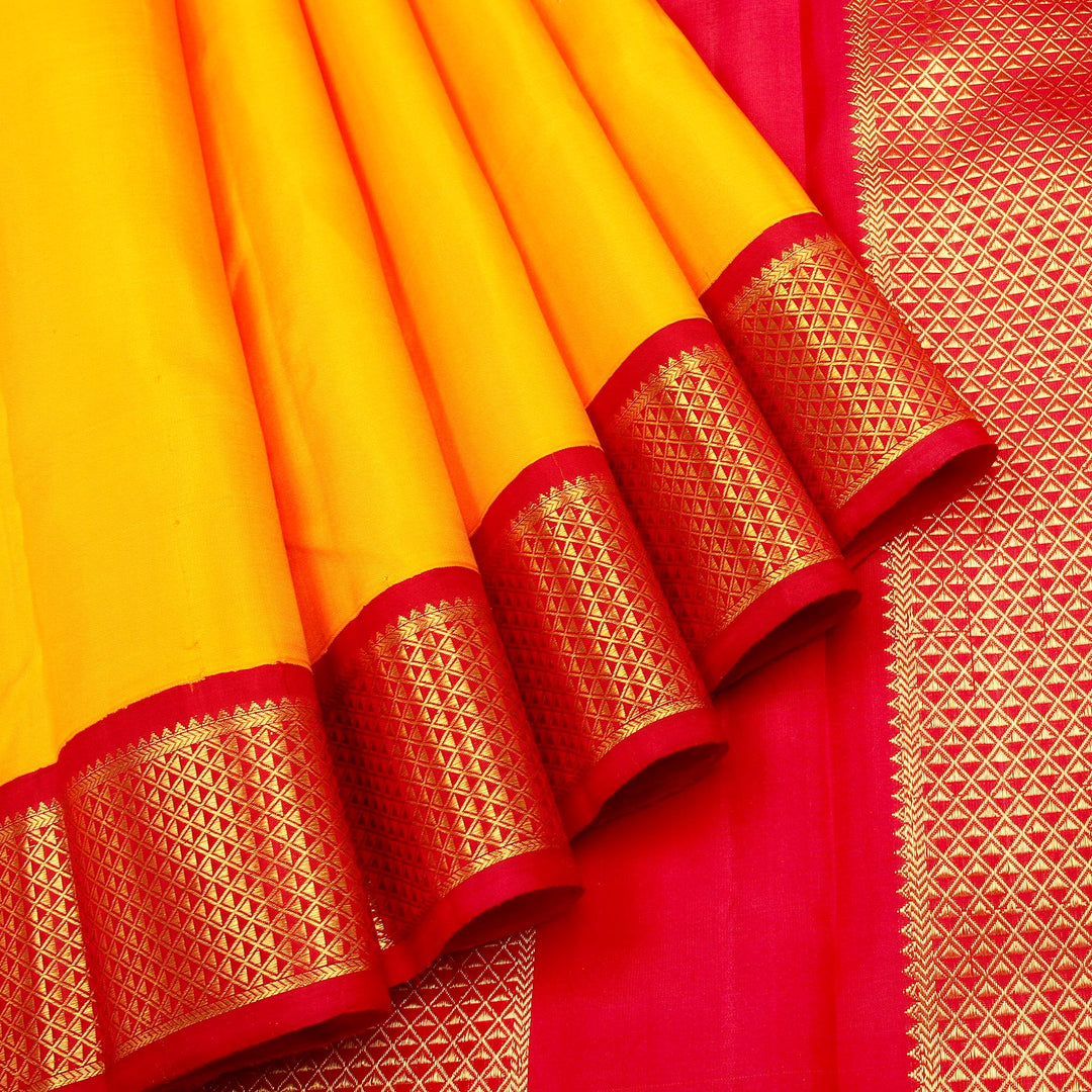Kuberan Yellow Red 9 Yards Silk Saree