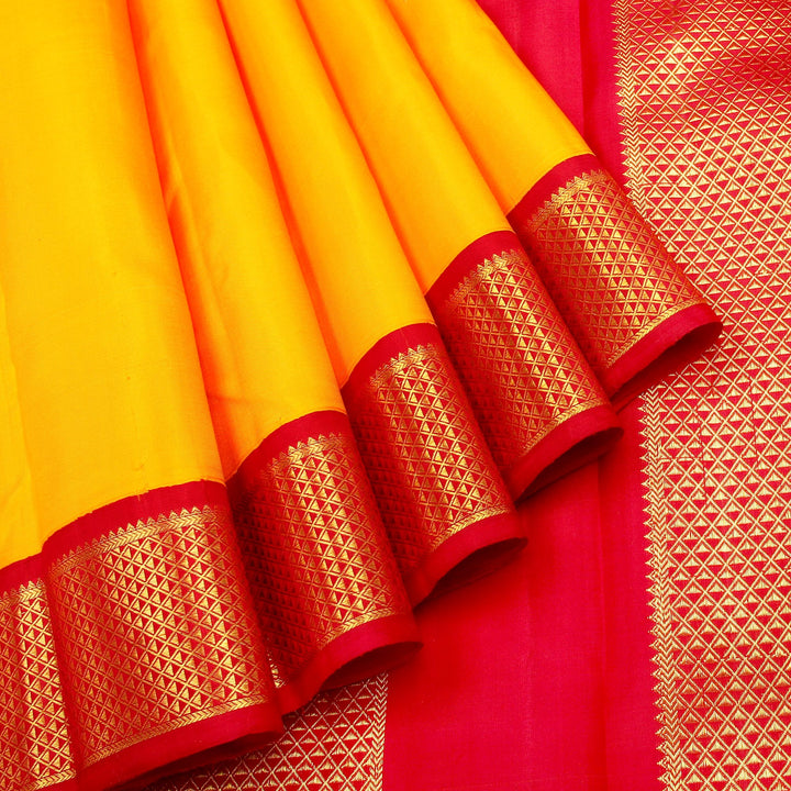 Kuberan Yellow Red 9 Yards Silk Saree