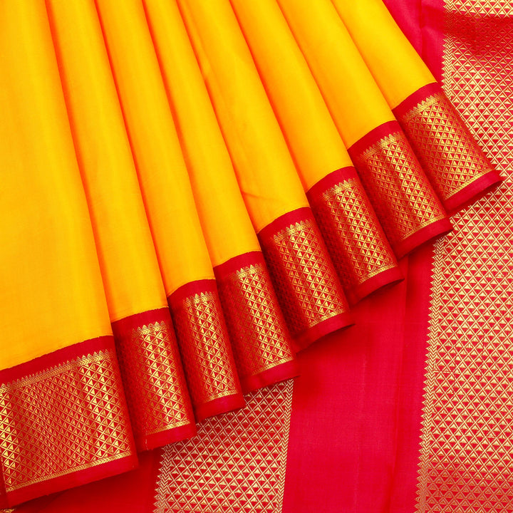 Kuberan Yellow Red 9 Yards Silk Saree