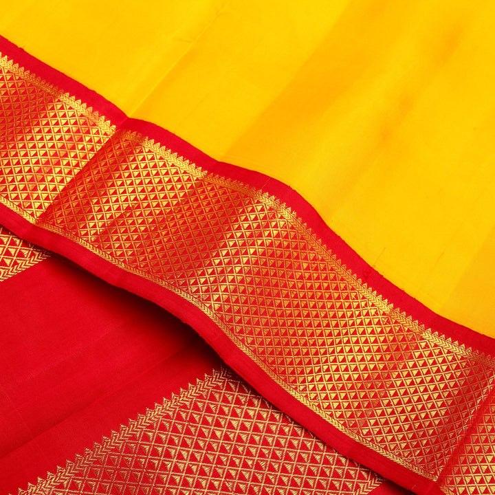 Kuberan Yellow Red 9 Yards Silk Saree
