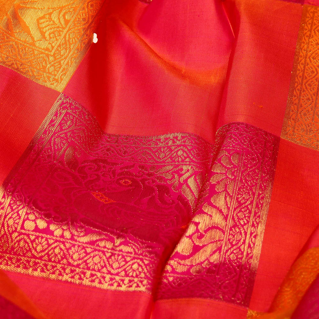 Kuberan Multi Pink Pure Kanchivaram Silk  Saree