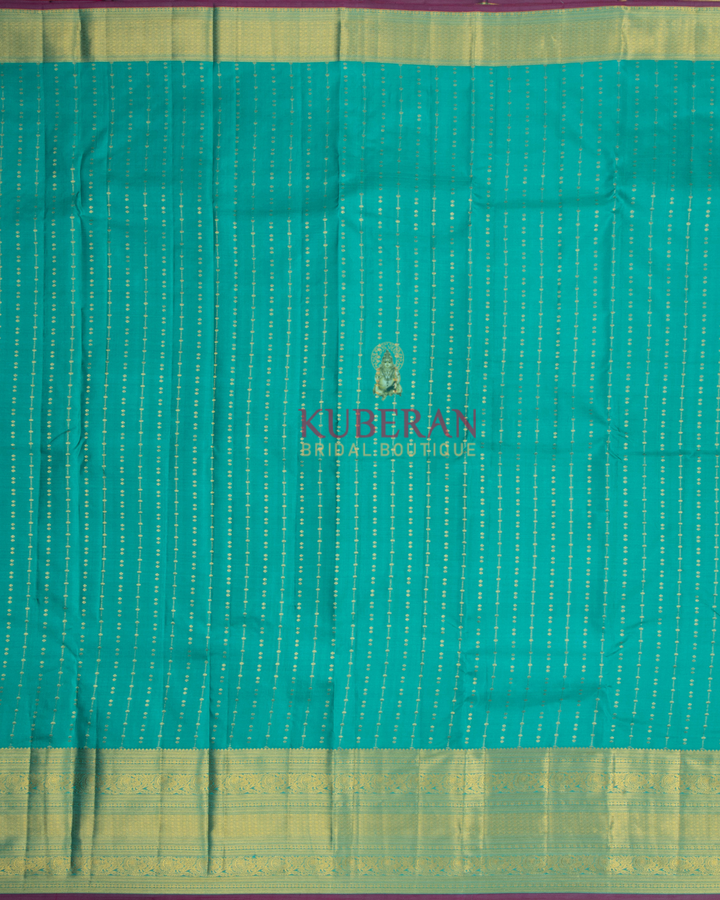 Kuberan Turquoise Blue Kanchivaram Silk Saree