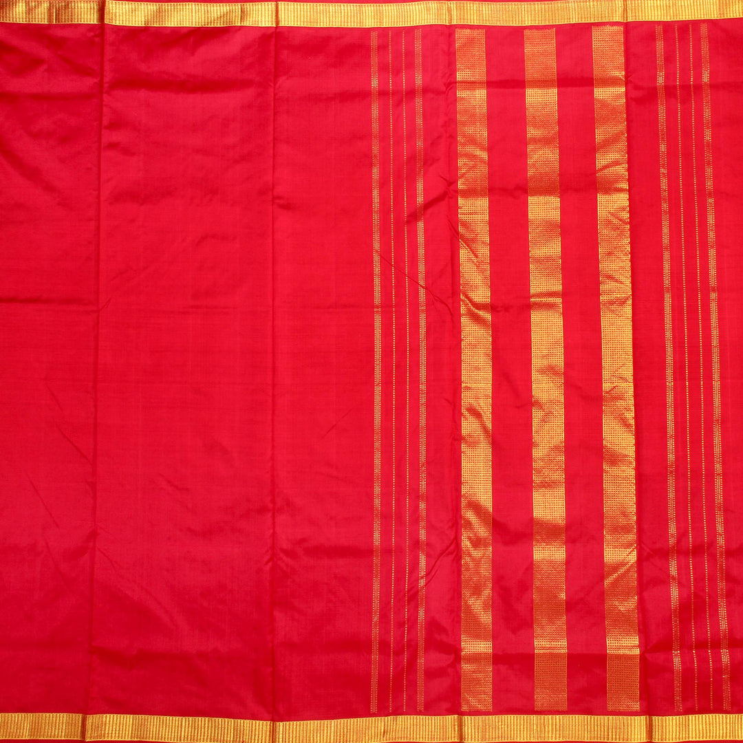 Kuberan Dark Red 9 Yards Silk Saree