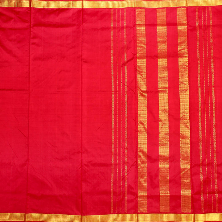 Kuberan Dark Red 9 Yards Silk Saree