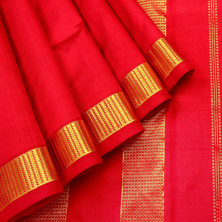 Kuberan Dark Red 9 Yards Silk Saree