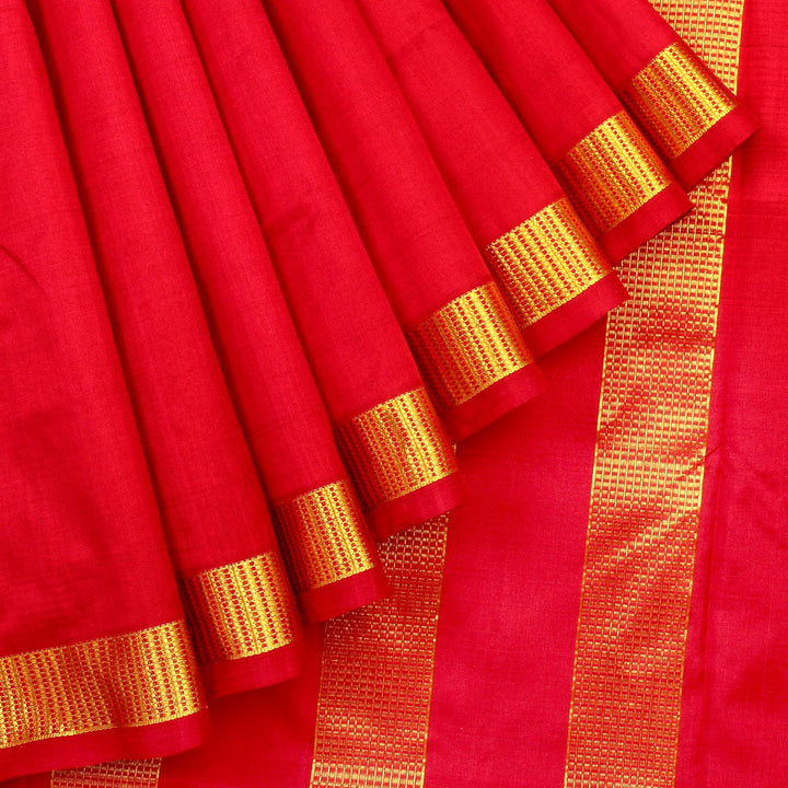 Kuberan Dark Red 9 Yards Silk Saree