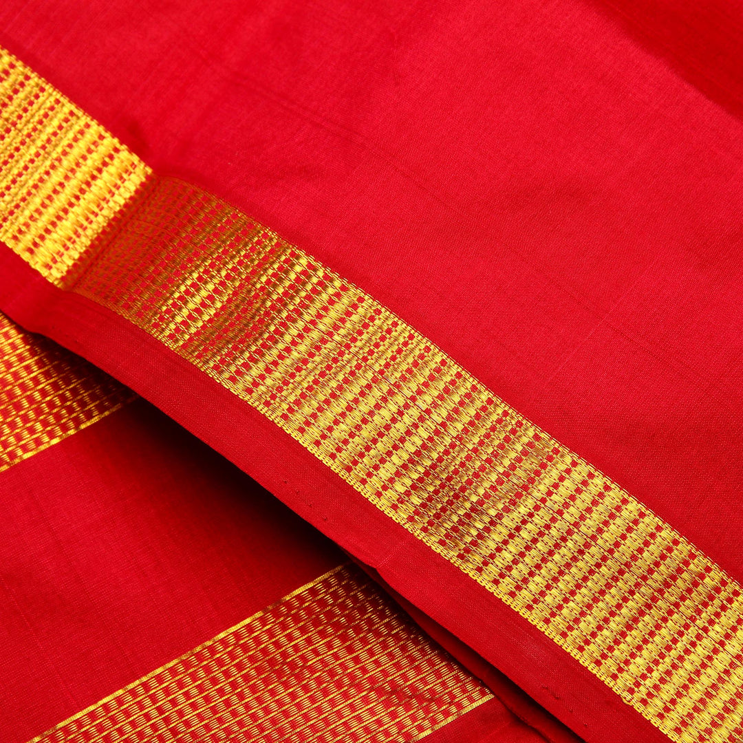 Kuberan Dark Red 9 Yards Silk Saree