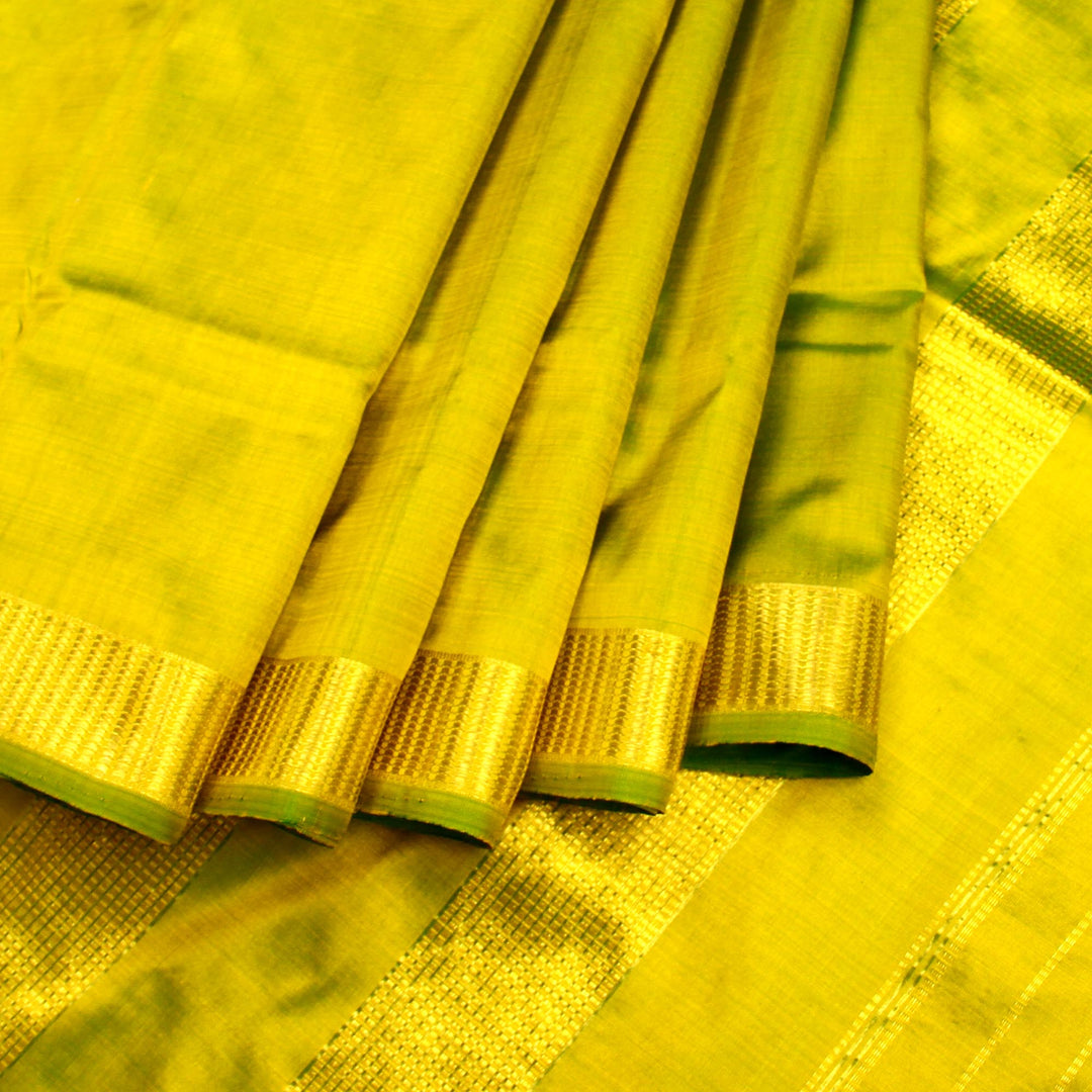 Kuberan Lime Green 9 Yards Silk Saree