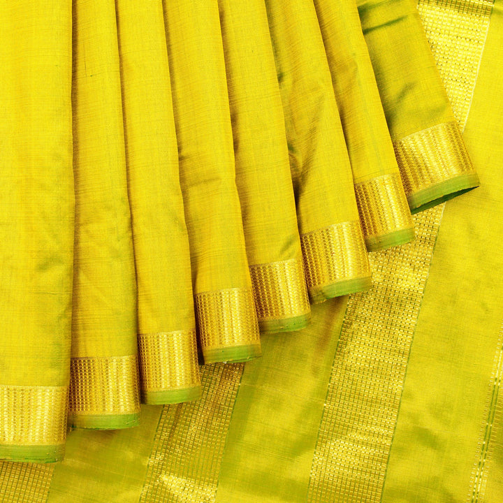 Kuberan Lime Green 9 Yards Silk Saree