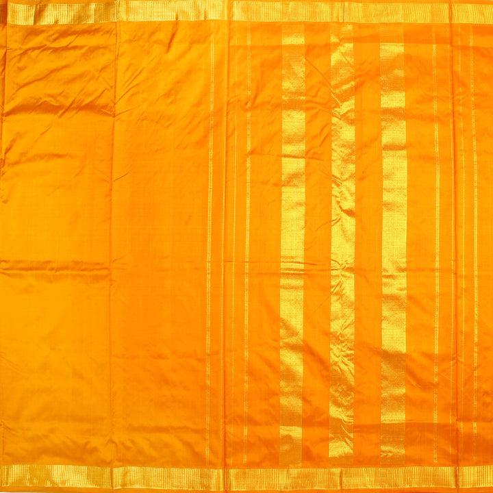 Kuberan Bright Yellow 9 Yards Silk Saree