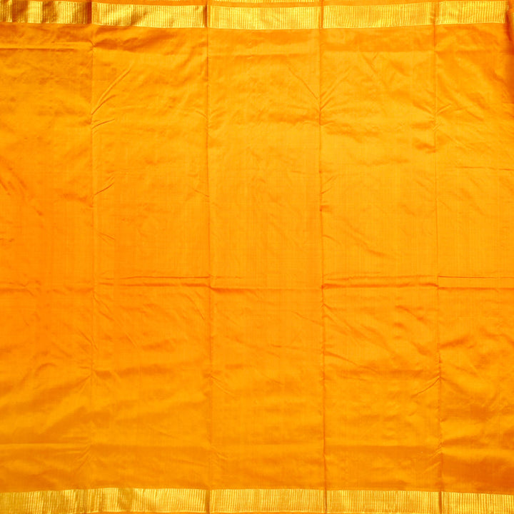 Kuberan Bright Yellow 9 Yards Silk Saree