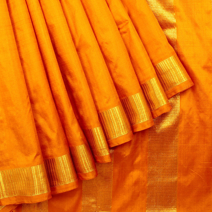 Kuberan Bright Yellow 9 Yards Silk Saree
