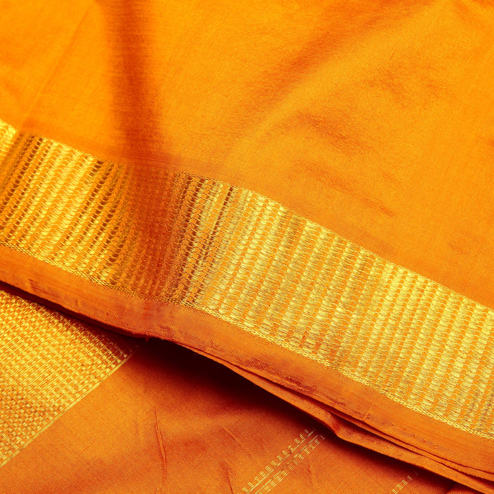 Kuberan Bright Yellow 9 Yards Silk Saree