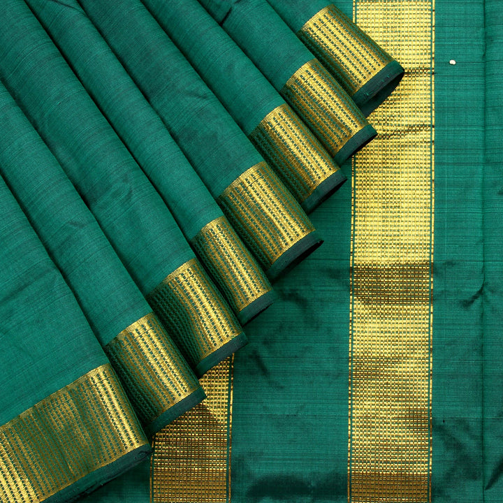 Kuberan Rama Green 9 Yards Silk Saree