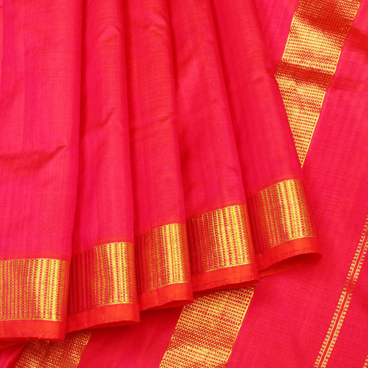 Kuberan Red Pink 9 Yards Silk Saree