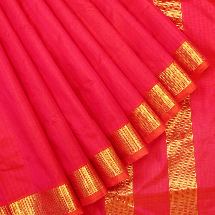 Kuberan Red Pink 9 Yards Silk Saree